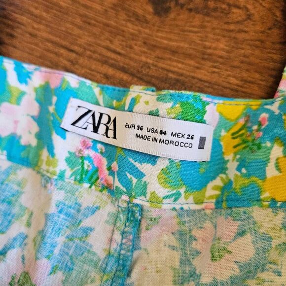 Zara Floral Linen Blend Flared Trousers - Picture 5 of 9